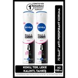 NIVEA Kadın Sprey Deodorant Black & White Clear, 150ml, 72 Saat Anti-Perspirant Ter Koruması, Set of 2