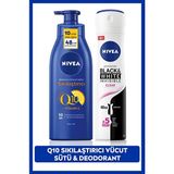 Nivea Kadın Sprey Deodorant Black&White Clear 150ml, Q10 Sıkılaştırıcı ve Nemlendirici Vücut Sütü 400ml