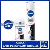 Nıvea Kadın Sprey Deodorant Black&white Clear 150ML ve Mini Roll-On Black&white Clear - 150 ml