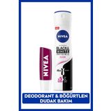 Nivea Kadın Sprey Deodorant Black&White Clear, 48 Saat Koruma ve Nemlendirici Böğürtlen Dudak Bakım Kremi
