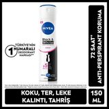 Nivea Kadın Sprey Deodorant Black&White Invisible Clear 150ml, 72 Saat Anti-perspirant Ter Koruması, Alkolsüz, Leke Bırakmaz - 150 ml