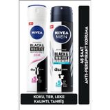 Nıvea Kadın Sprey Deodorant Black&White Invisible Clear 150Ml Ve Nıvea Men Erkek Sprey Deodorant Black&White Invisible F