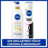 Nivea Kadın Sprey Deodorant Black&White Invisible Clear 150ml ve Q10 Sıkılaştırıcı Nemlendirici Vücut Bakım Losyonu 400ml