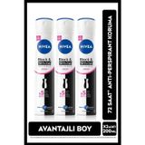 Nıvea Kadın Sprey Deodorant Black&White Invisible Clear 200Ml, 72 Saat Anti-Perspirant Ter Koruma, X3adet