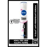 NIVEA Kadın Sprey Deodorant Black&White Invisible Clear 200ml, 72 Saat Ter Koruması, Leke Karşıtı,Alkolsüz