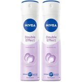 NIVEA Kadın Sprey Deodorant Double Effect 150ml, 72 Saat Anti-perspirant Koruma, Alkolsüz, Pürüzsüz Cilt, Doğal Avokado Özleri (2 paketi)
