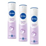 NIVEA Kadın Sprey Deodorant Double Effect 150ml, 72 Saat Anti-perspirant Koruma, Alkolsüz, Pürüzsüz Cilt, Doğal Avokado Özleri (3 paketi)