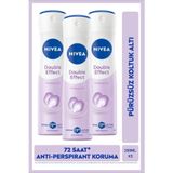 NIVEA Kadın Sprey Deodorant Double Effect 150ml, 72 Saat Anti-perspirant Ter Koruması, Alkolsüz, X3 Adet