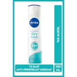 NIVEA Kadın Sprey Deodorant Dry Fresh 150ml,72 Saat Terleme ve Ter Kokusu Karşıtı, Alkolsüz,Ekstra Kuruluk