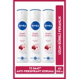 NIVEA Kadın Sprey Deodorant Fresh Cherry 150ml, X3 Adet, 72 Saat Anti-perspirant Koruma, Kiraz Çiçeği Koku