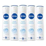 NIVEA Kadın Sprey Deodorant Fresh Natura 150 ml, Ter ve Ter Kokusuna Karşı 48 Saat Koruma,Alüminyum İçermez,x5 Adet