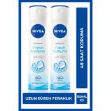 NIVEA Kadın Sprey Deodorant Fresh Natural 150 ml,Alüminyum İçermez,Ferah Koku X2 Adet