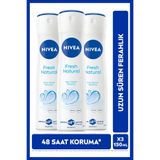 NIVEA Kadın Sprey Deodorant Fresh Natural 150ml, Ter Kokusuna Karşı 72 Saat Koruma, Alüminyumsuz, X3 Adet