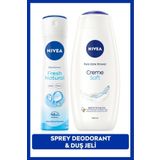 NIVEA Kadın Sprey Deodorant Fresh Natural 150ml Ve Creme Soft Nemlendirici Duş Jeli 500ml, E Vitamini