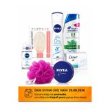 NIVEA Kadın Sprey Deodorant Fresh Natural 150ml Ve Mini Roll-on 25ml,Creme Classıc Krem,Head And Shoulders Mentol Ferahlığı 2si1 Arada Şampuan,Dove Cream Nemlendirici Katı Güzellik Sabunu,Kese,Lif