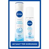 NIVEA Kadın Sprey Deodorant Fresh Natural 150ml ve Pump 75ml, 48 Saat Ter Koruması, Uzun Süren Ferahlık