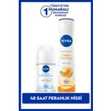 NIVEA Kadın Sprey Deodorant Fresh Orange 150ml ve Mini Roll-on Fresh Natural 25ml, 48 Saat Koruma