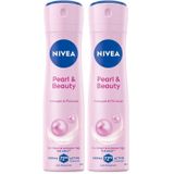 NIVEA Kadın Sprey Deodorant Pearl&Beauty 150 ml,72 Saat Terlemeye Karşı Anti Perspirant Koruma,Doğal İnci Özleri ve Avokado Yağı,Yumuşak,Pürüzsüz Koltuk Altı,Alkol İçermez (2 paketi)