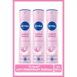NIVEA Kadın Sprey Deodorant Pearl&Beauty 150ml, 48 Saat Anti-perspirant Koruma, X3 Adet P09734