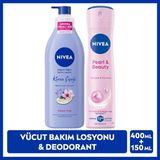 Nivea Kadın Sprey Deodorant Pearl&Beauty 150ml ve Kiraz Çiçeği Nemlendirici Vücut Bakım Losyonu 400ml