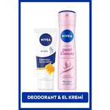 Nivea Kadın Sprey Deodorant Pearl&Beauty 150ml, ve Nemlendirici Koruyucu El Bakım Kremi 75ml
