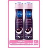 NIVEA Kadın Sprey Deodorant Pearl&Beauty Fine Fragrance 150ml, 72 Saat Ter Koruması, Alkolsüz, X2 Adet
