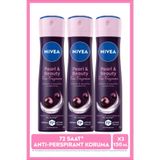 NIVEA Kadın Sprey Deodorant Pearl&Beauty Fine Fragrance 150ml, 72 Saat Ter Koruması, Alkolsüz, X3 Adet