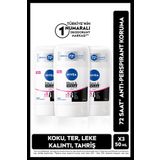 NIVEA Kadın Stick Deodorant Black&White Clear 50ml, 72 Saat Anti-Perspirant Koruma, Avantajlı Set,X3 Adet
