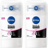 NIVEA Kadın Stick Deodorant Black&White Invisible Clear 72 Saat Anti-Perspirant Koruma, 50 ml (2 paketi)