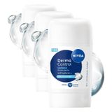 NIVEA Kadın Stick Deodorant Derma Control Defend 50 ml, Tahrişe Karşı Koruma, Alkolsüz, 72 Saat ANti-perspirant Koruma,Çiçeksi Koku,Hyaluronik Asit, Pro Vitamin B5 (3 paketi)
