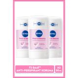NIVEA Kadın Stick Deodorant Pearl&Beauty 50ml, 72 Saat Anti-perspirant, Terleme Karşıtı, X3 Adet Avantajlı
