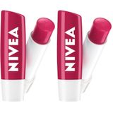 NIVEA Kiraz Dudak Bakım Kremi, 24 Saat Nem, Dudak Bakımı, Kiraz Kokusu, Hafif Kırmızı Işıltı (4,8gr) 2li paket