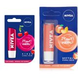 NIVEA Kiraz Dudak Bakım Kremi, Kiraz Kokusu 4,8gr + NIVEA Şeftali Dudak Bakım Kremi 4,8 gr, Şeftali Kokusu