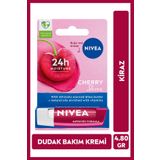 NIVEA Kiraz Dudak Bakım Kremi Ve Parlatıcısı 4.8gr, Nemlendirici, Hafif Kırmızı Işıltı, Kiraz Kokusu