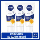Nivea Koruyucu Bakım El Kremi 3×75 ml Hızla Emilim ve Yumuşaklık İçin Bal Mumu İçerir