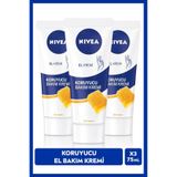 NIVEA Koruyucu El Bakım Kremi Bal Mumu 75ml, Nemlendirici, Yağlı His Bırakmaz, Gül Kokusu, X3 Adet