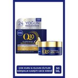 NIVEA Kuru ve Olgun Ciltler İçin Kırışıklık Karşıtı Ekstra Besleyici Q10 Gece Bakım Kremi 50 ml