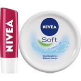Nivea Lıp Fruıty Shine Kiraz 4,8g ve Nivea Soft 300 ml Nemlendirici Bakım Kremi