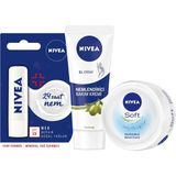 Nivea Lip Med + Nivea Besleyici El Kremi 75 ml + Nivea Soft 200 ml