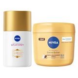 NIVEA Luminous630 Çatlak Karşıtı Vücut Bakım Yağ Serumu 100ml ve Cocoa Butter Vücut Bakım Kremi 400ml,Vücut Bakım Seti