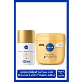 NIVEA Luminous630 Çatlak Karşıtı Vücut Yağ Serumu 100ml ve Cocoa Butter Nemlendirici Krem 400ml, Kuru Cilt