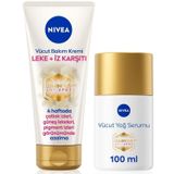 NIVEA Luminous630 Çatlak Karşıtı Vücut Yağ Serumu 100ml ve Leke İz Karşıtı Vücut Bakım Kremi 200ml, Nemlendirici, Güneş Lekesi, Çatlak Giderici, Kilo Değişimi, Hamilelik