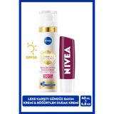 Nivea LUMINOUS630 Güneş Korumalı Leke Karşıtı Gündüz Yüz Kremi 40ML, Böğürtlen Renkli Dudak Bakım Kremi