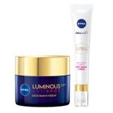 NIVEA Luminous630 Leke Karşıtı Gece Bakım Kremi 50ml,Hyaluronik Asit, Tüm Cilt Tipleri + NIVEA Luminous S630 Koyu Halka Karşıtı Göz Bakım Kremi 15 ml