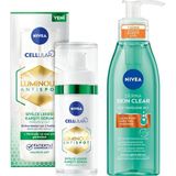 Nıvea LUMINOUS630 Sivilce Karşıtı Serum 30ML,SALISILIK,HYALURONIK Asit ve Derma Skin Clear Temizleme JELI,150ML,SALISILIK Asit,niasinamid, Yağlı Cilt - 1 lt