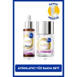 NIVEA Luminous630 Skin Glow Anında Aydınlatıcı Serum 30ml ve Peeling Etkili Tonik 100ml, Pamuk Hediyeli