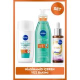 NIVEA Luminous630 Skin Glow Aydınlatıcı Serum 30ml, Güneş Koruyucu Krem ve Yüz Temizleme Jeli, Niasinamid