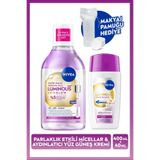 NIVEA Luminous630 Skin Glow SPF50 Aydınlatıcı Yüz Güneş Kremi 40ml ve Micellar Makyaj Temizleme Suyu 400ml Set, Pamuk Hediyeli