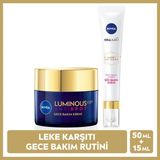 Nivea Luminous630 Thiamidol Etkili Leke Karşıtı Gece Bakım Kremi 50ml ve Koyu Halka Göz Kremi 15ml, Nemlendirici