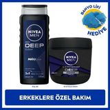 NIVEA MEN 500ML Deep Dimension Duş Jeli ve 400ML Deep Impact Nemlendirici Krem Erkekler İçin Etkili Bakım